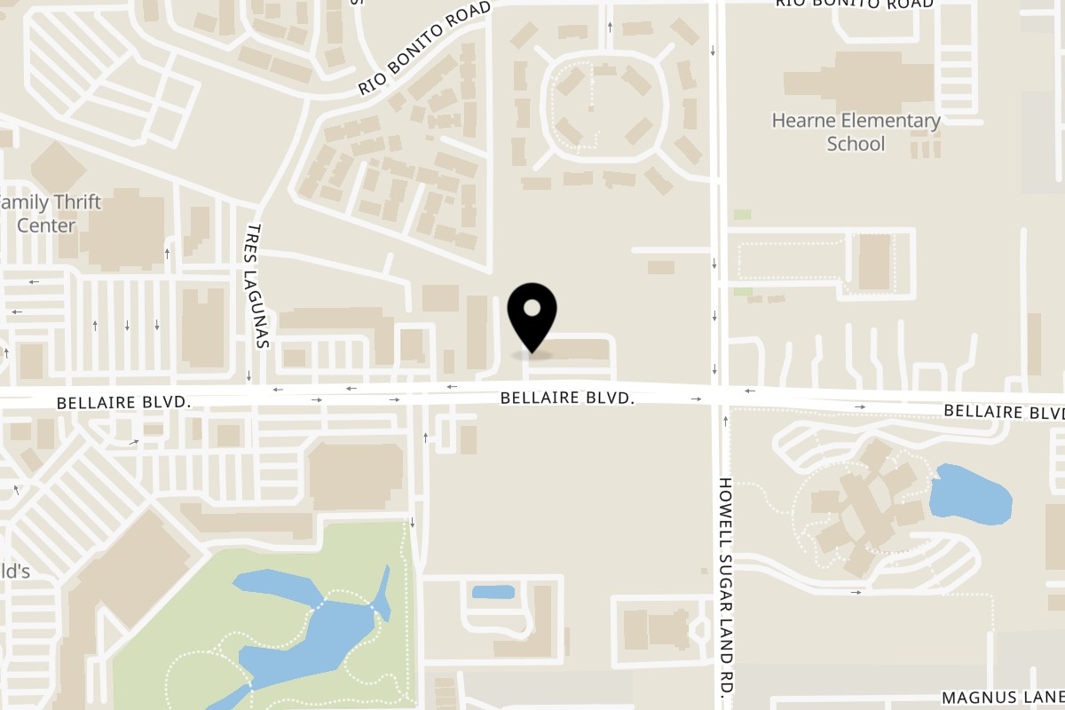 Map showing the location of Happy Lemon Alief Bellaire on 14248 Bellaire Blvd #100 in Houston