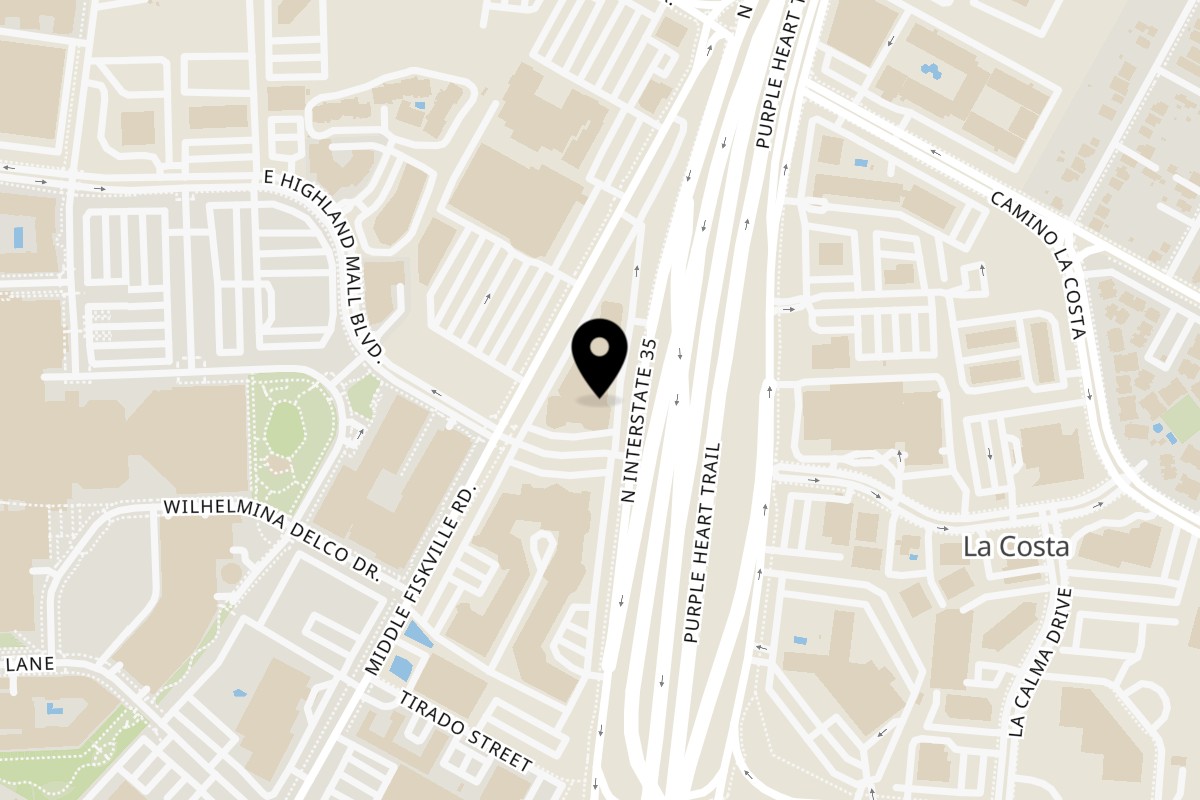 Map showing the location of Happy Lemon Linc Austin on 6406 N Interstate Hwy 35 Ste 1301 in Austin