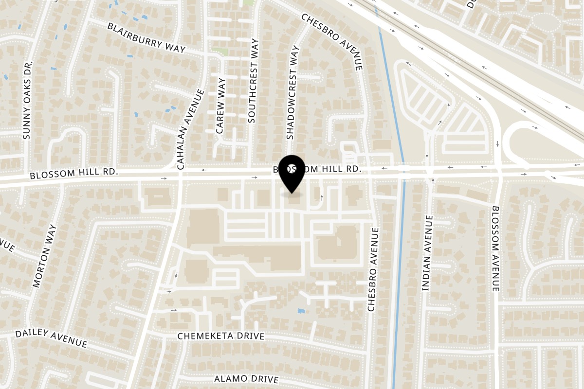 Map showing the location of Happy Lemon Blossom Hill on 630 Blossom Hill Rd #30 in San Jose