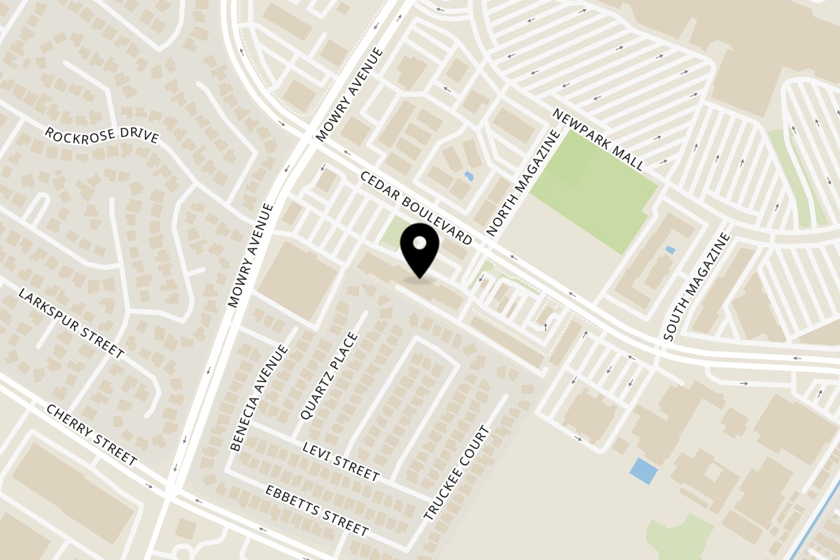 Map showing the location of Happy Lemon Newark on 39151 Cedar Blvd in Newark