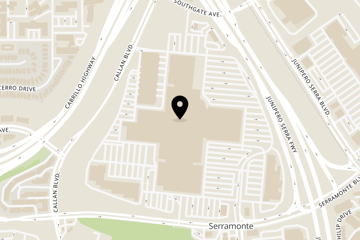 Map showing the location of Happy Lemon Daly City on 118A Serramonte Center in Daly City