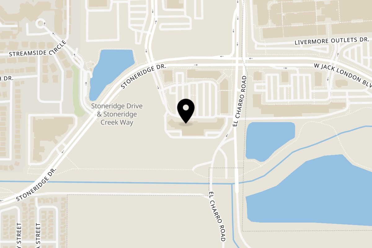 Map showing the location of Happy Lemon Pleasanton on 2701 Stoneridge Dr #101 in Pleasanton