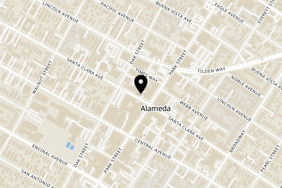 Map showing the location of Happy Lemon Alameda on 2321 Santa Clara Ave in Alameda