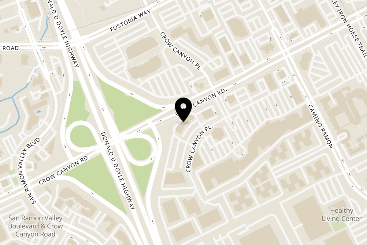 Map showing the location of Happy Lemon San Ramon on 3110 Crow Canyon Pl Ste b 1 in San Ramon