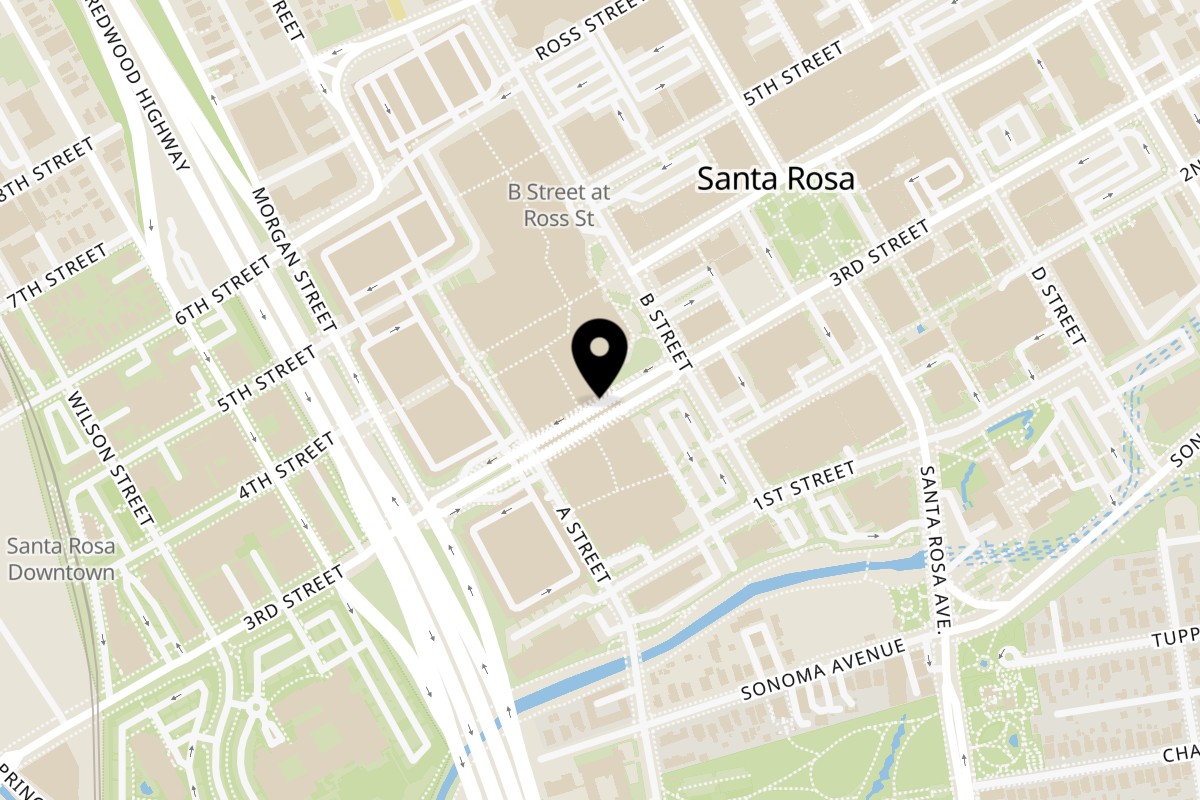Map showing the location of Happy Lemon Santa Rosa on 2102 Santa Rosa Plaza in Santa Rosa